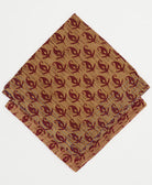 vintage bandana in light brown with crimson red oversized abstract flowers