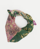 vintage bandana with a lilac and emerald green abstract floral print