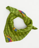 lime green vintage bandana with yellow parrot bird print