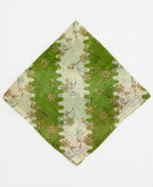 lime green and ivory cotton banana in retro wavy print with tan floral accents