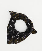 black vintage bandana with white diamond accents and yellow embroidery