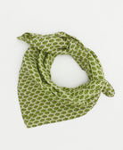 lime green vintage bandana with tiny green floral pattern