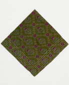 hunter green cotton bandana with magenta and grey southwestern geometric print