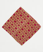 hot pink cotton bandana with tan geometric pattern handmade in India