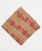 tan & coral floral cotton bandana with hand-stitched embroidered edges