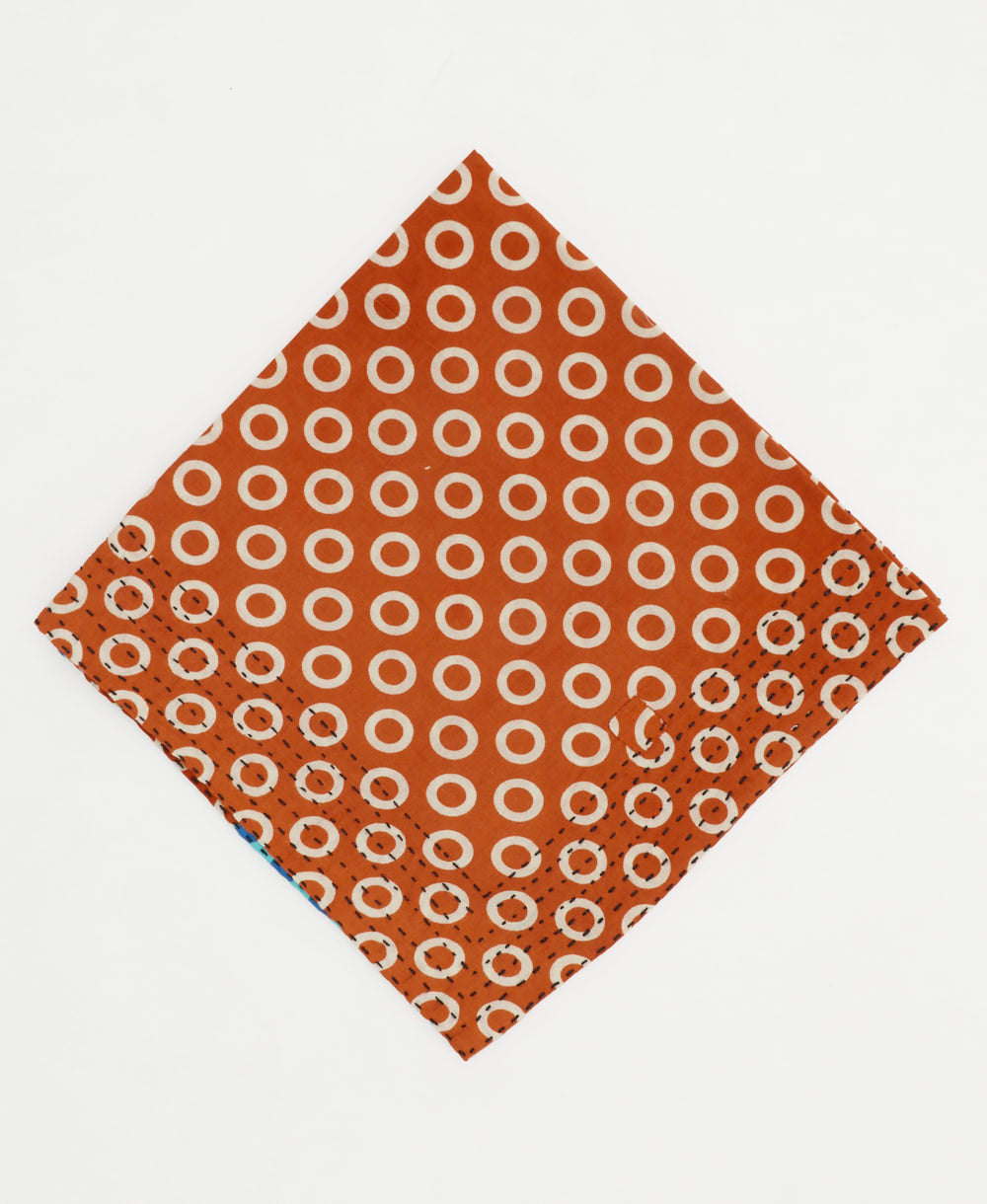 persimmon orange cotton bandana with white circlur pattern