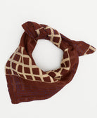 brown and tan grid print bandana scarf