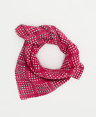 vintage bandana in hot pink and white grid pattern handmade in India from vintage cotton saris