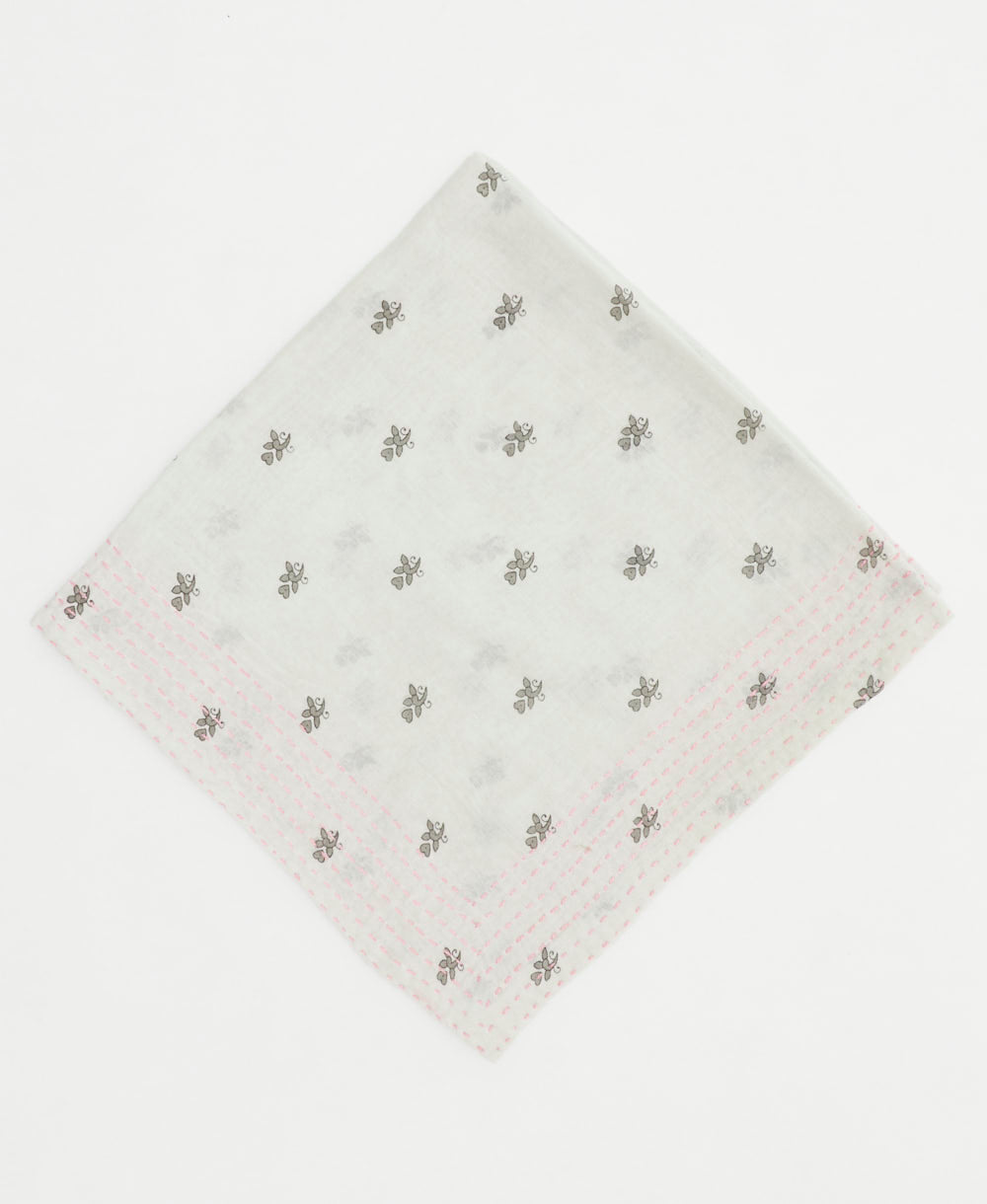 ivory cotton bandana with tiny grey florals