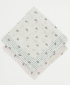 grey floral ivory bandana scarf with hand-stitched embroidered edges