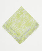 neon green floral cotton bandana with bold embroidery along edge