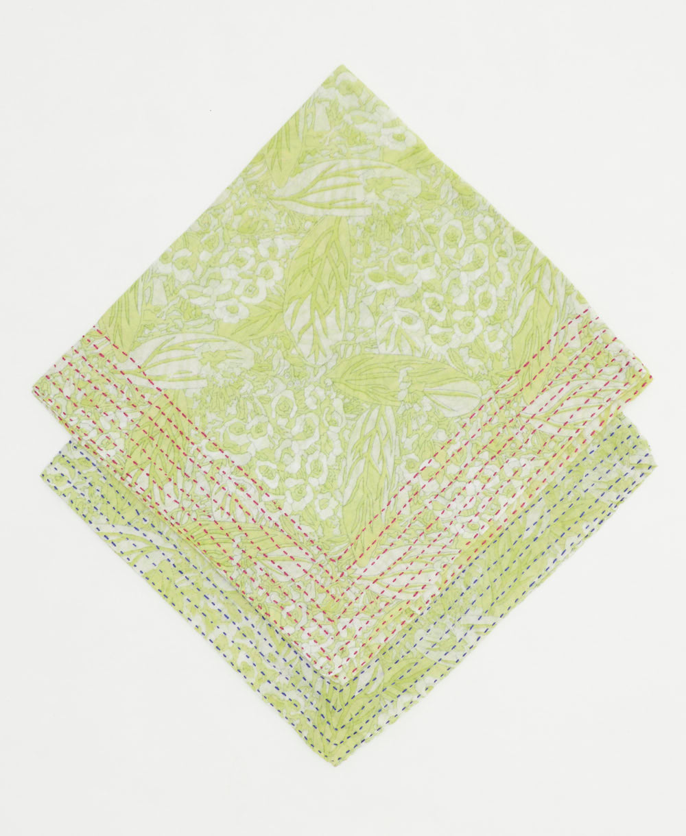 neon green bandana scarf handmade in India from vintage cotton saris