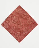 muted red medallion cotton bandana with bold embroidery along edge