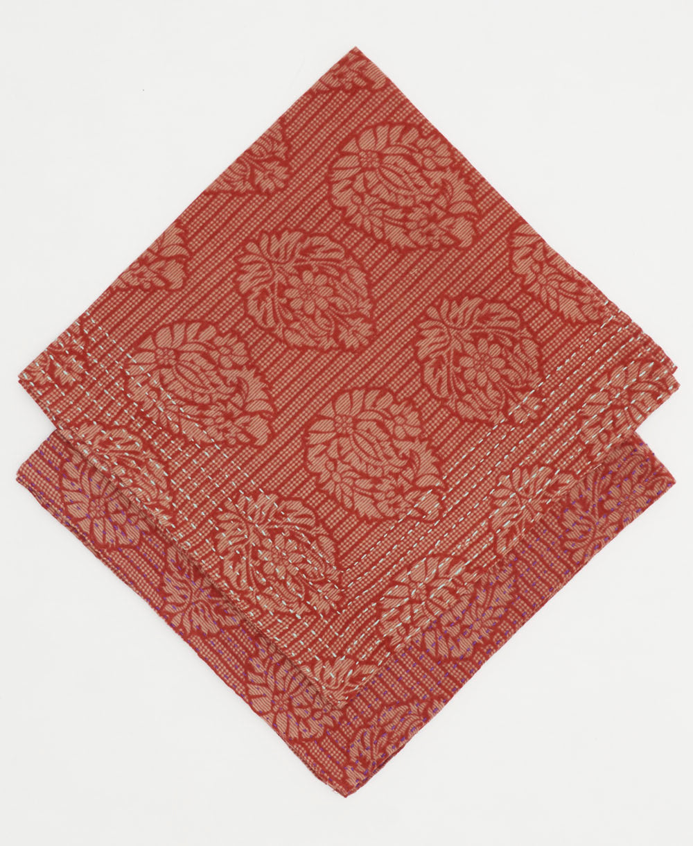 muted red bandana scarf handmade in India from vintage cotton saris