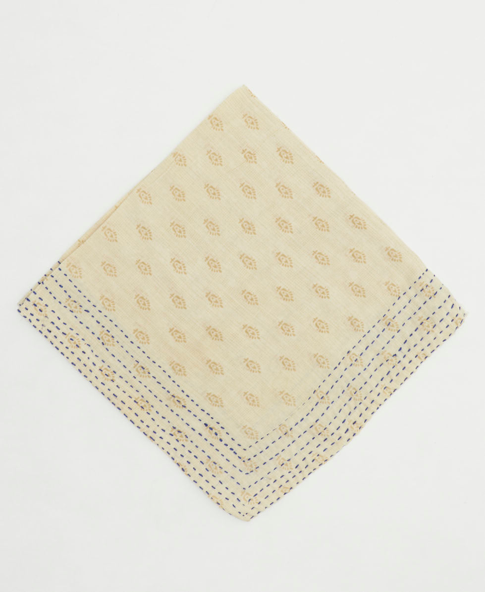 cotton bandana with hand-stitched embroidery around edges handmade in India