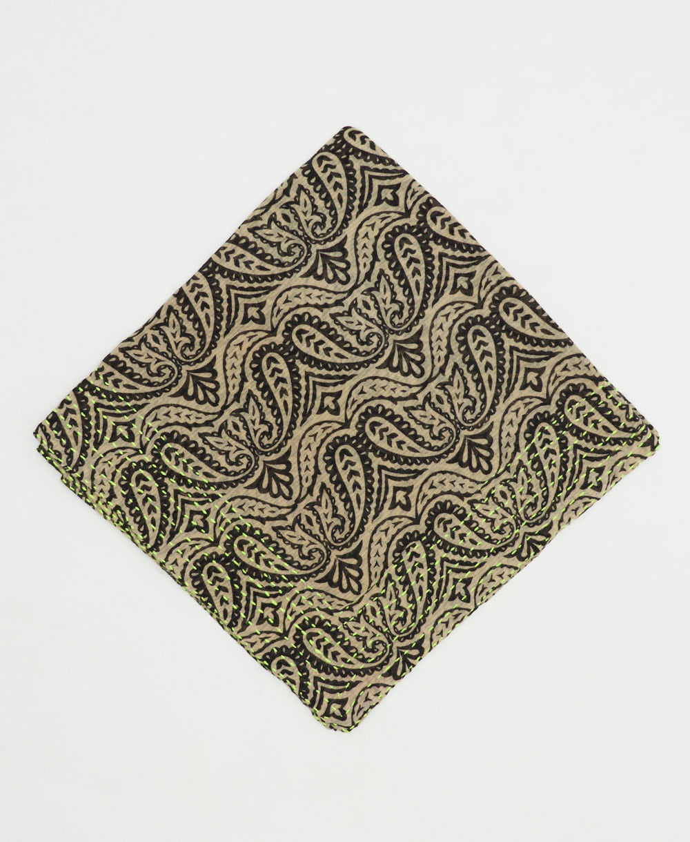 cotton bandana with hand-stitched embroidery around edges handmade in India