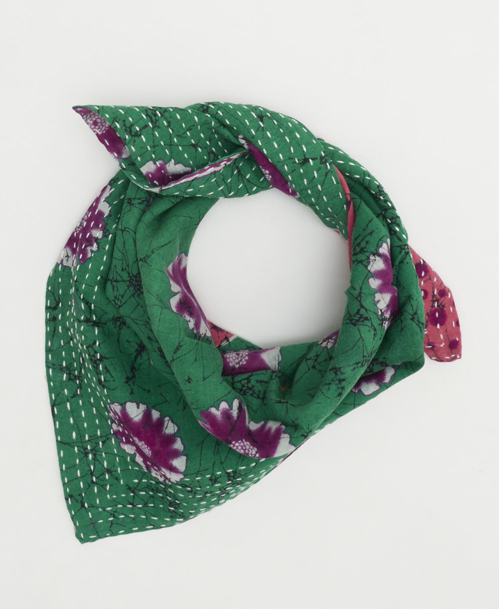 vintage bandana scarf handmade from vintage cotton saris by all women artisans in India