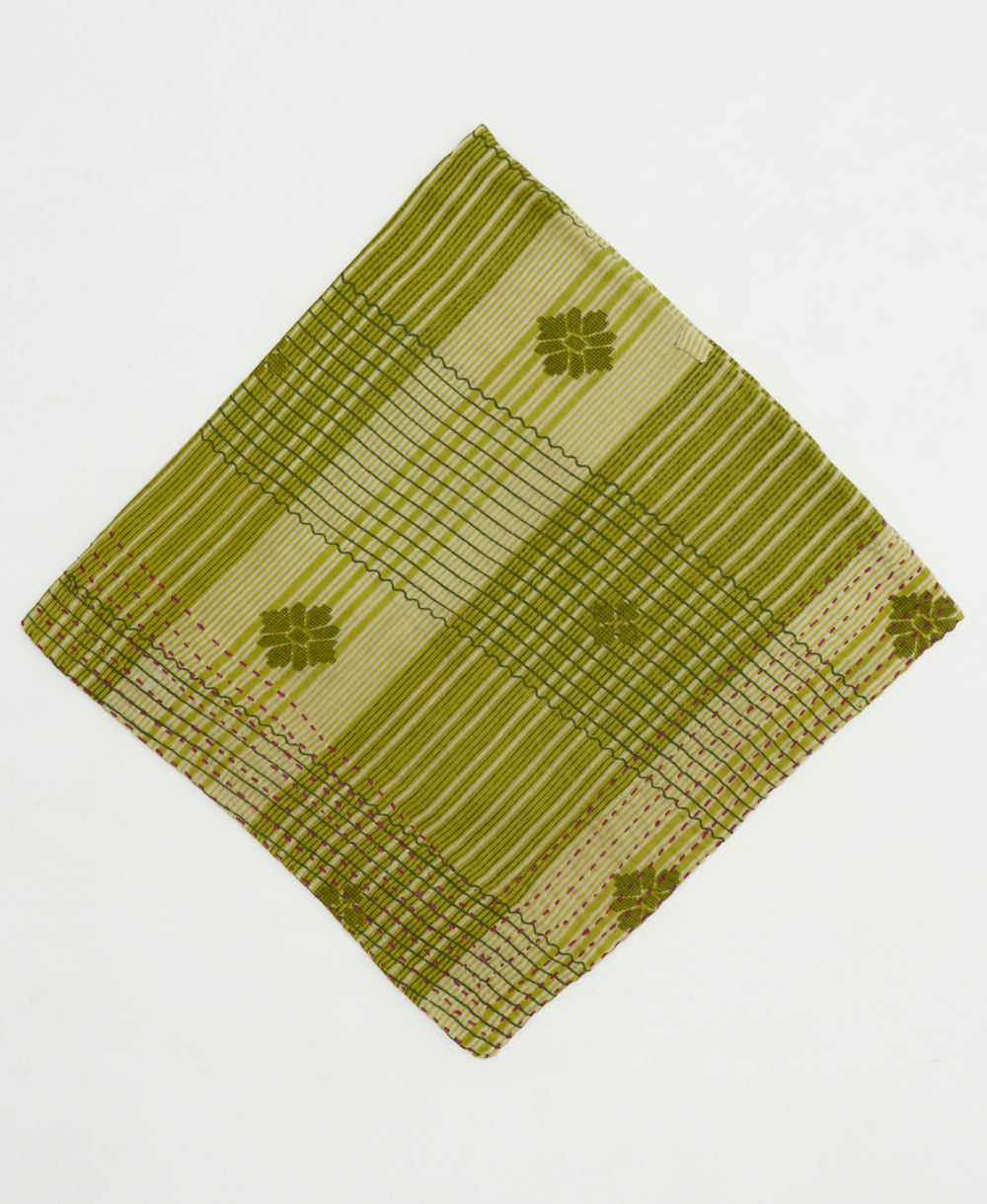 cotton bandana with hand-stitched embroidery around edges handmade in India