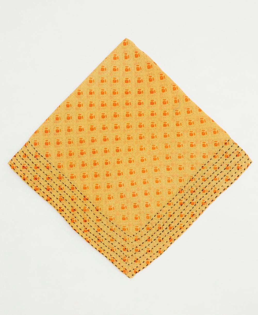 cotton bandana with hand-stitched embroidery around edges handmade in India