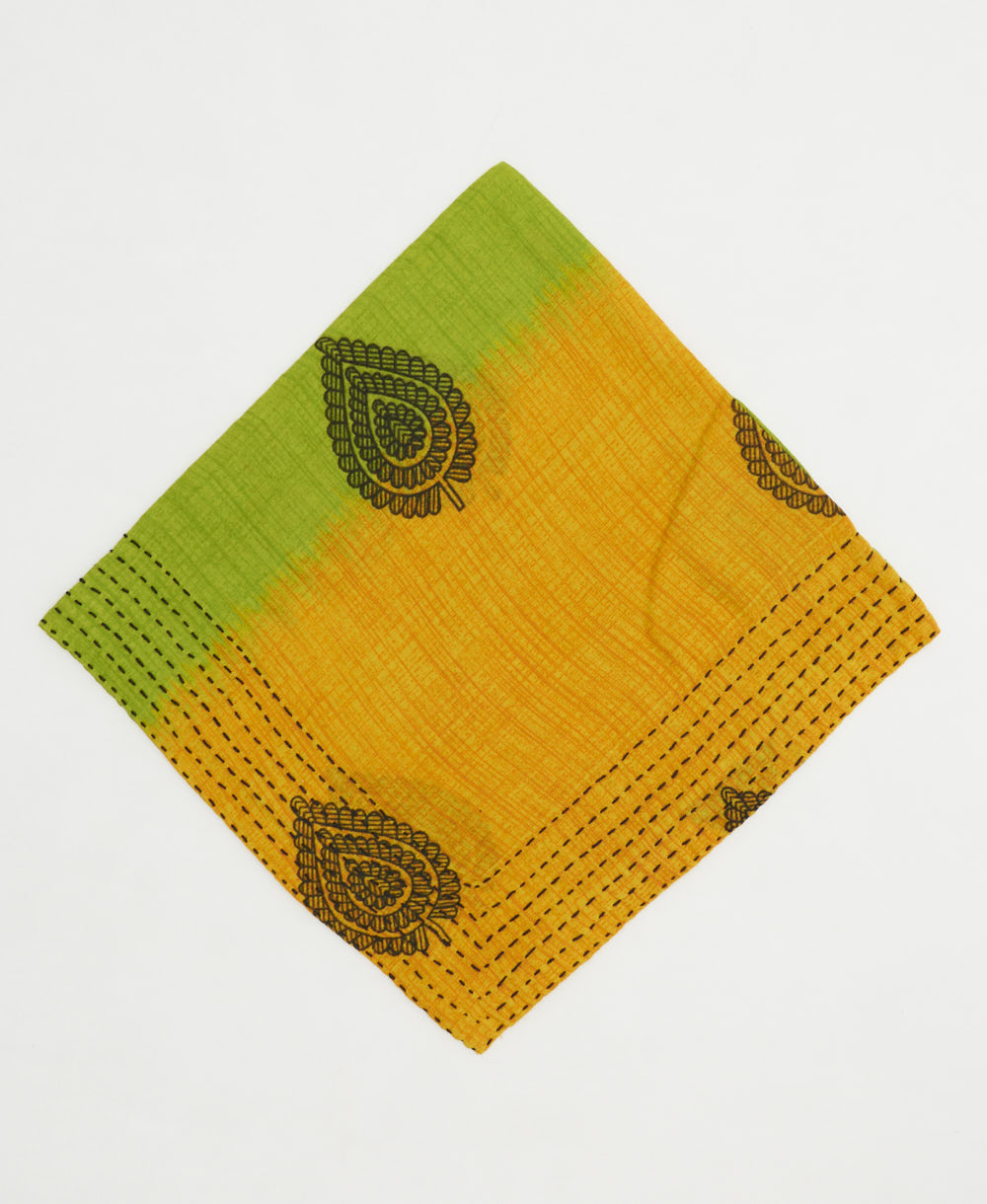 cotton bandana with hand-stitched embroidery around edges handmade in India