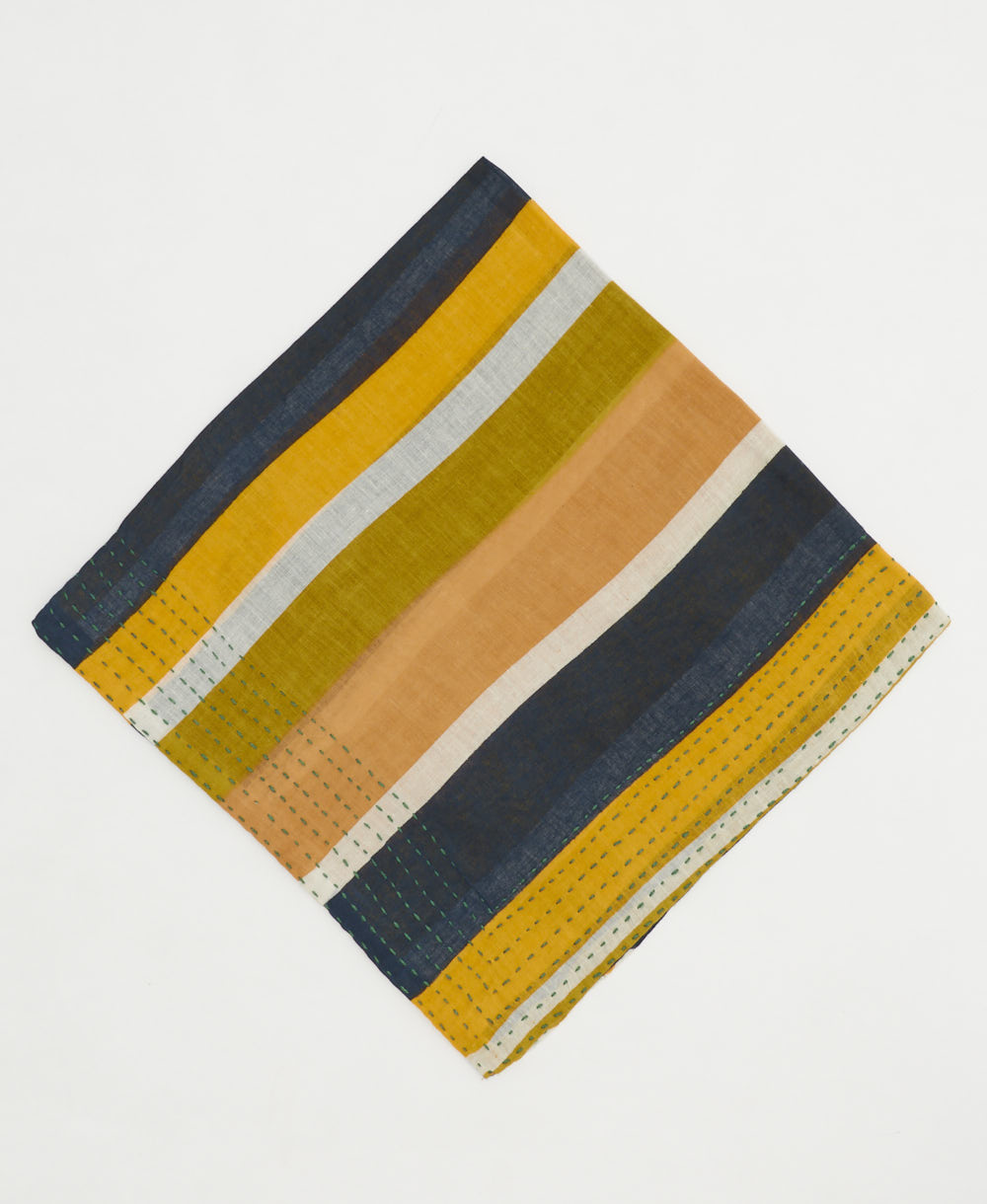 cotton bandana with hand-stitched embroidery around edges handmade in India