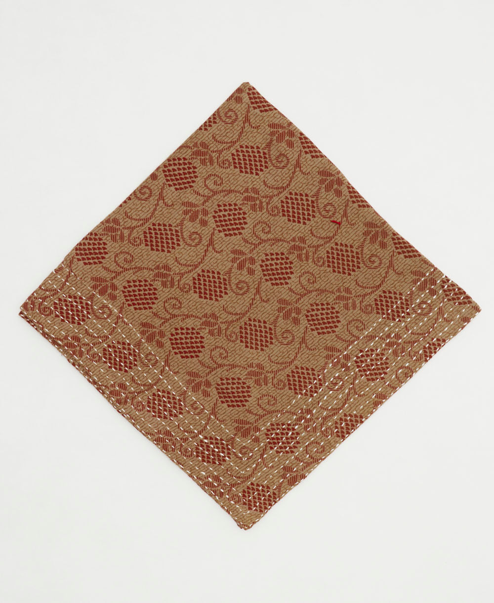 cotton bandana with hand-stitched embroidery around edges handmade in India