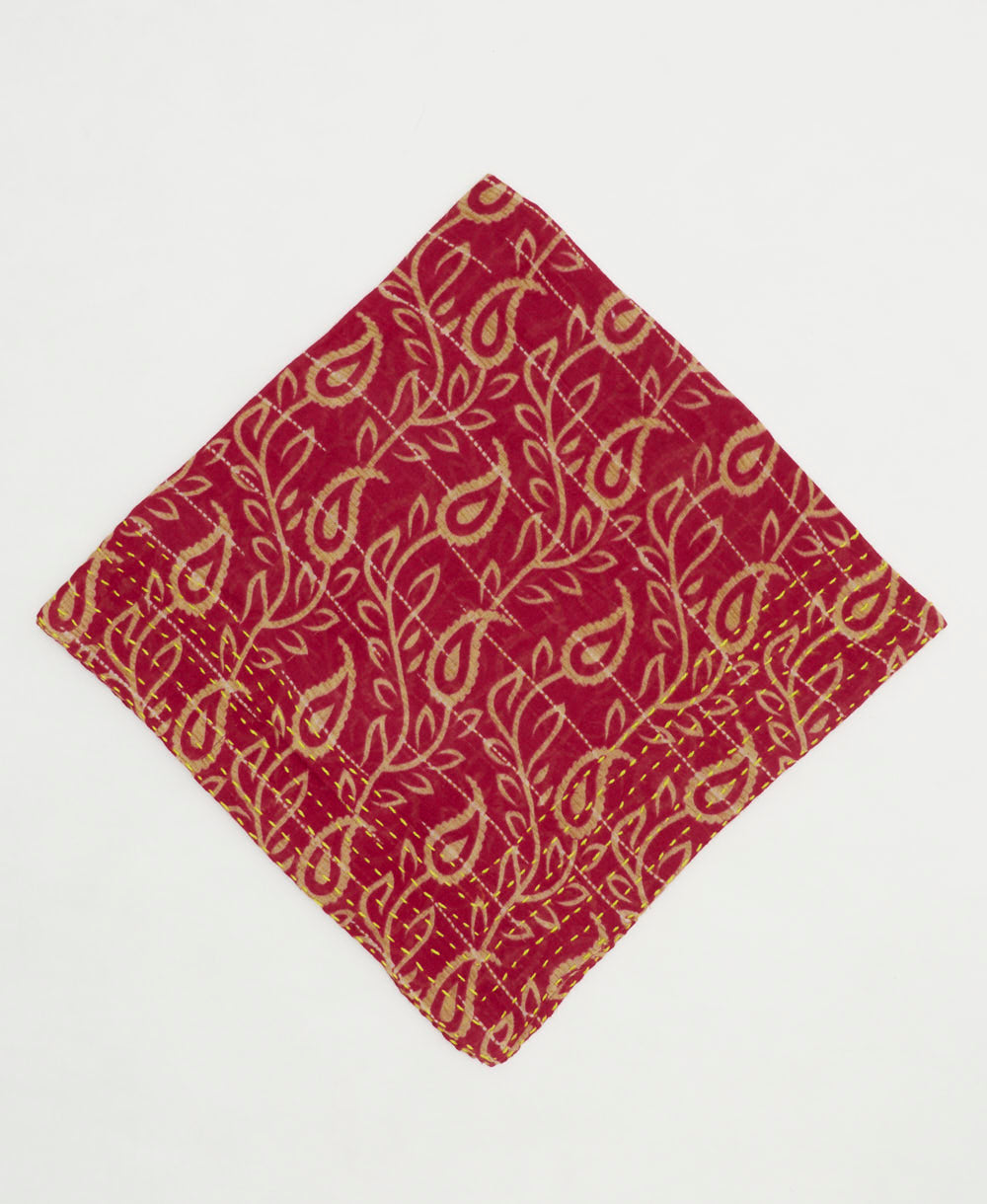 cotton bandana with hand-stitched embroidery around edges handmade in India