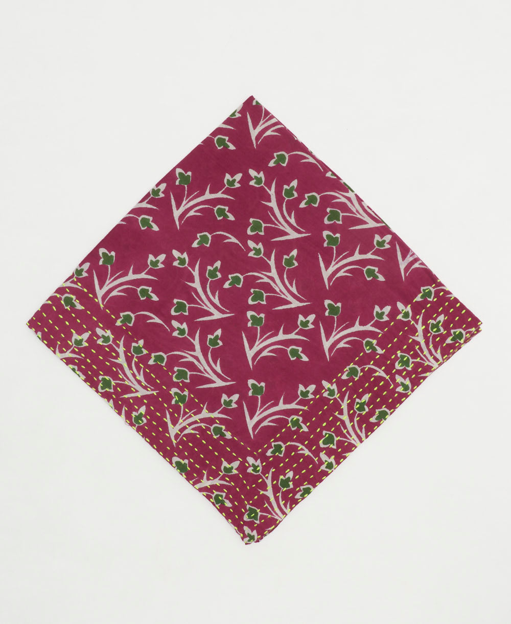 cotton bandana with hand-stitched embroidery around edges handmade in India