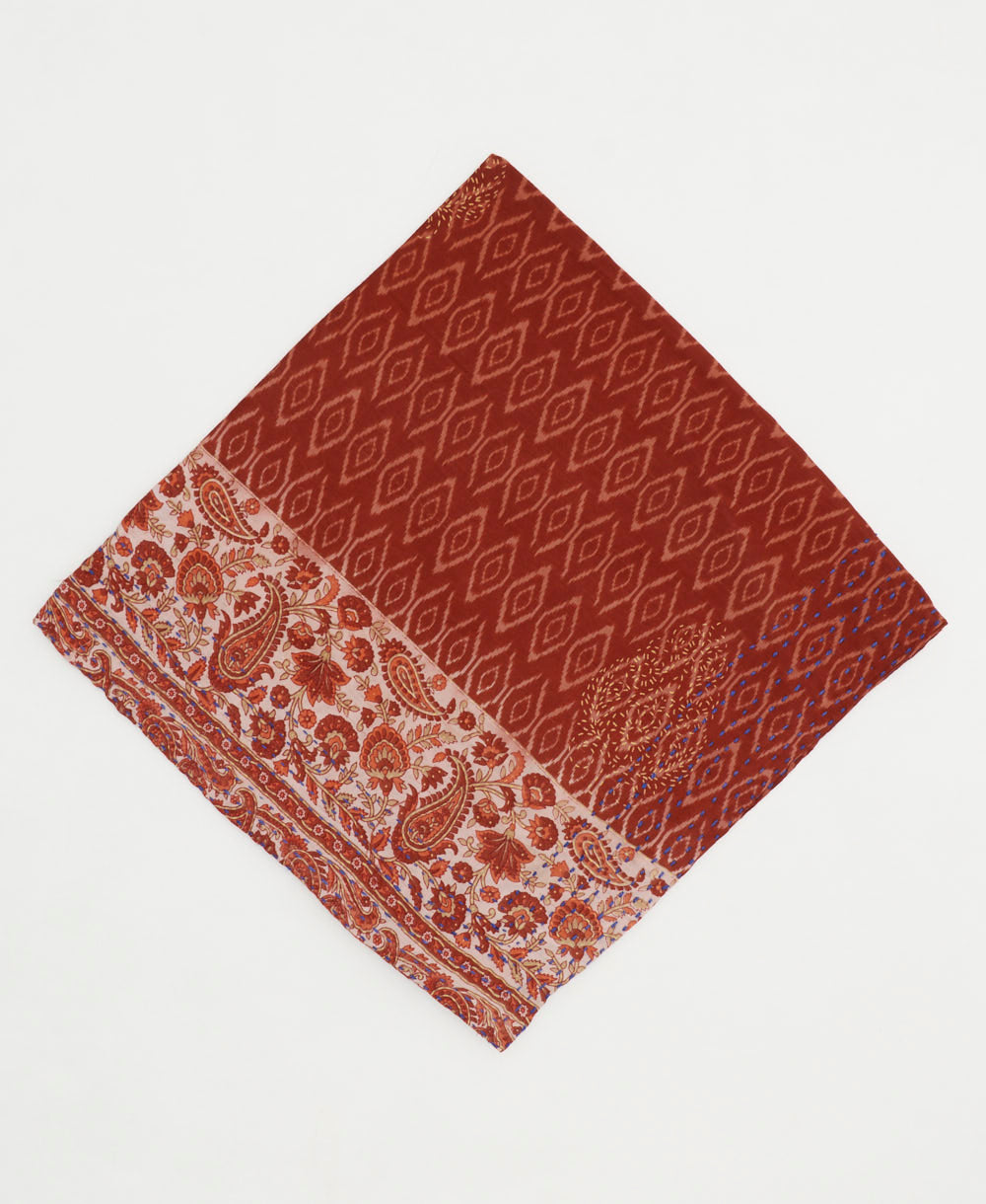 cotton bandana with hand-stitched embroidery around edges handmade in India