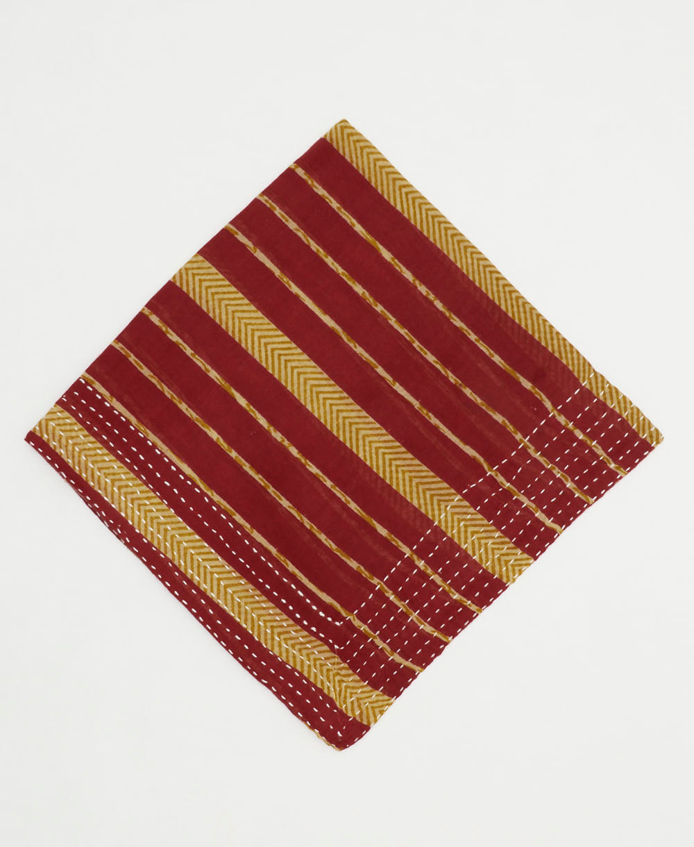 cotton bandana with hand-stitched embroidery around edges handmade in India