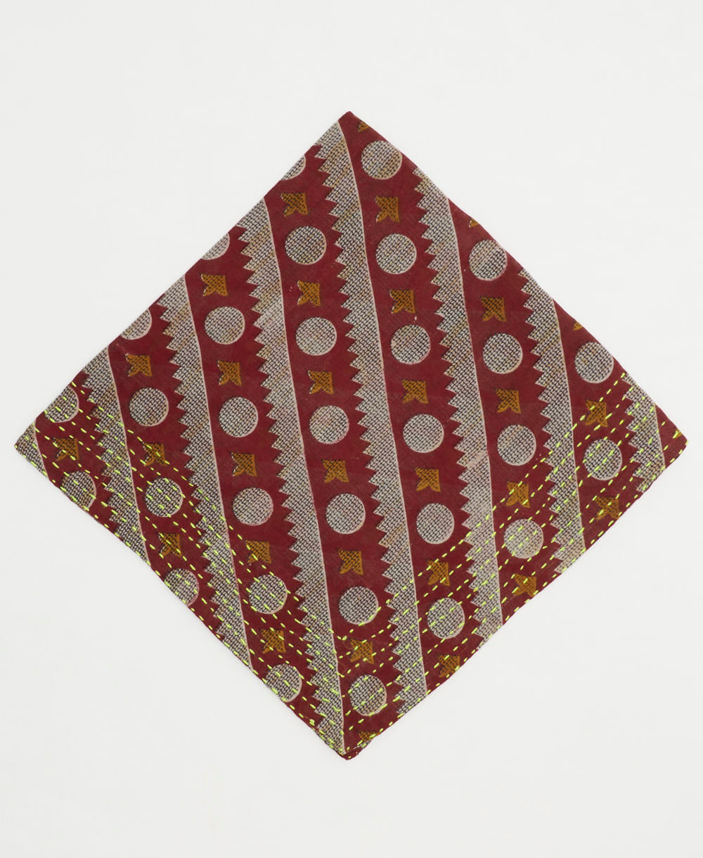 cotton bandana with hand-stitched embroidery around edges handmade in India