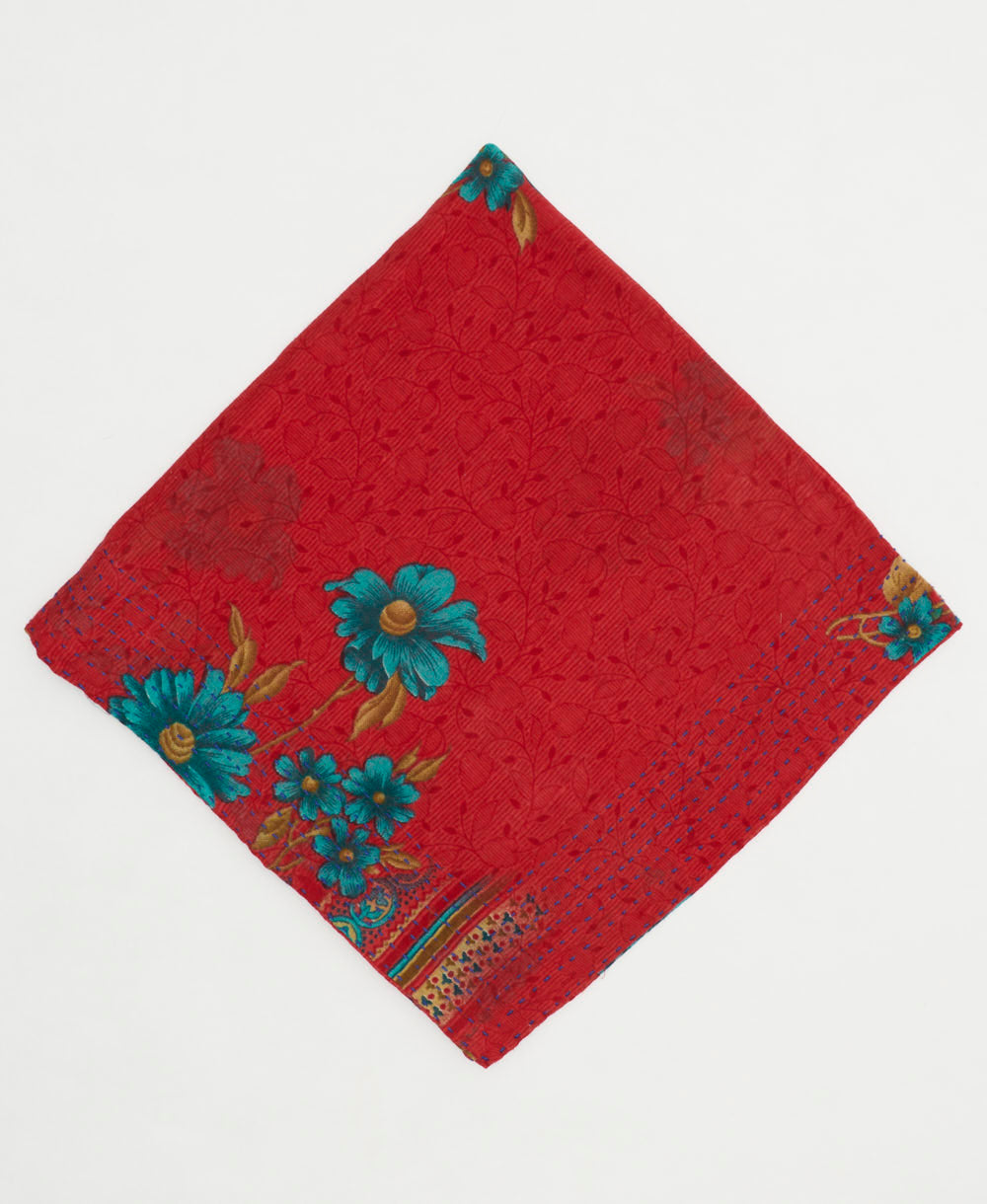 cotton bandana with hand-stitched embroidery around edges handmade in India