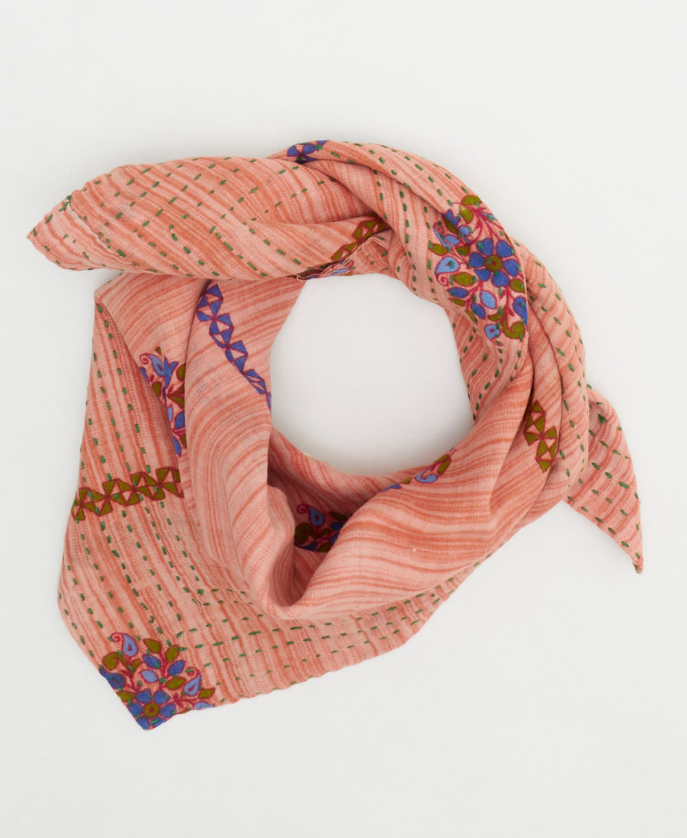 sustainable cotton bandana with hand-stitched embroidery around the edges