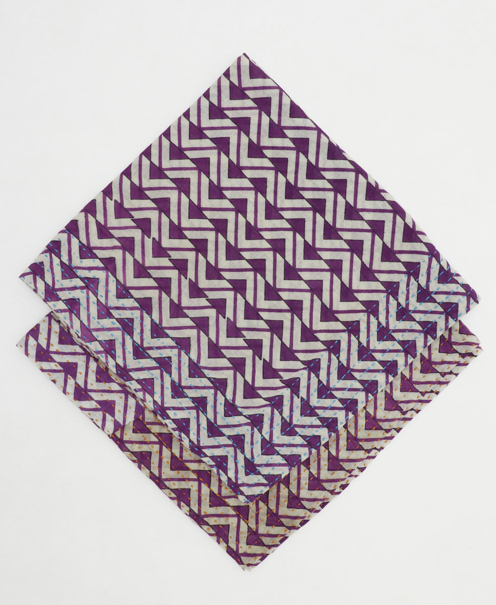 bandana scarf in a one-of-a-kind print with bold kantha stitching