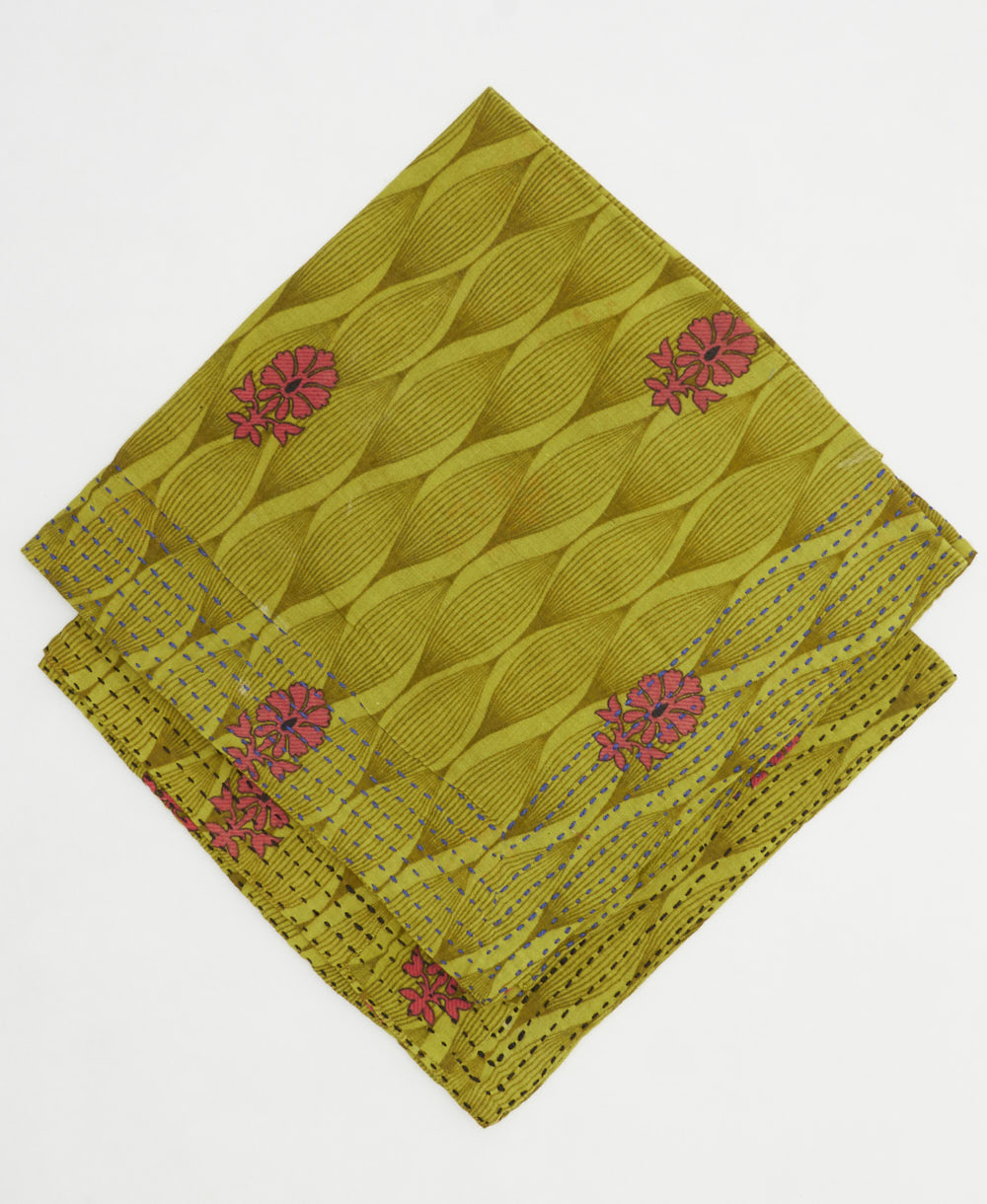 bandana scarf in a one-of-a-kind print with bold kantha stitching