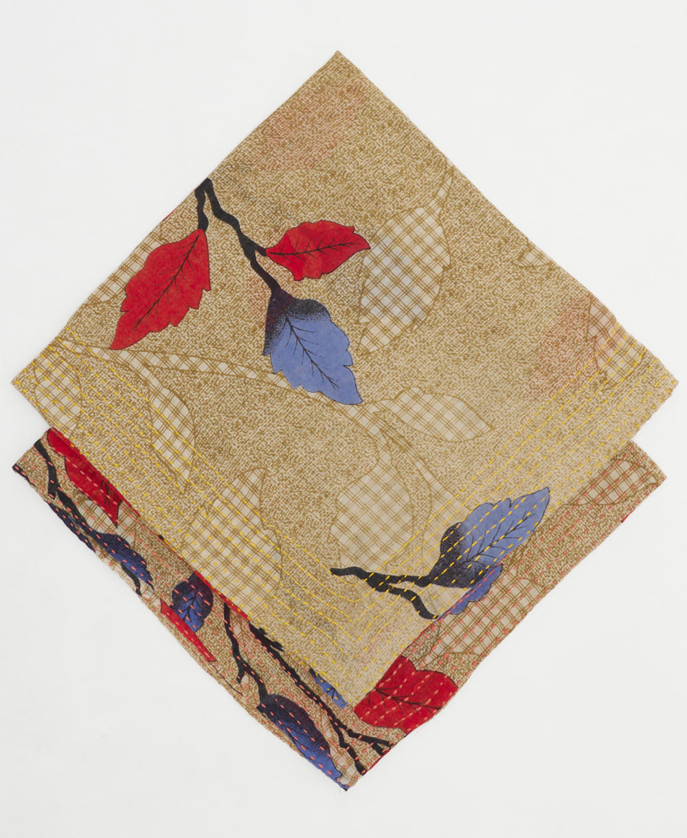 bandana scarf in a one-of-a-kind print with bold kantha stitching