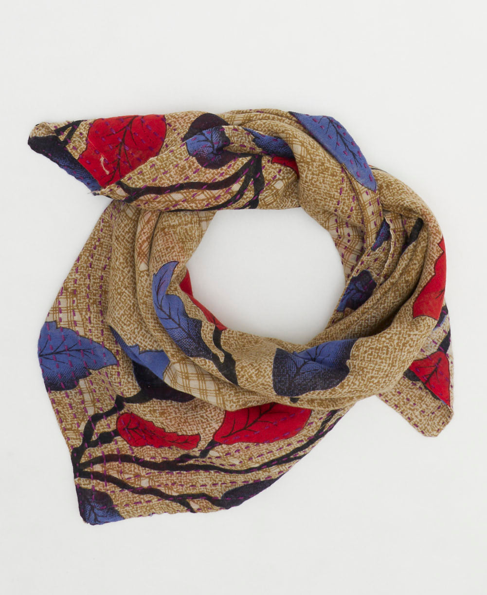 sustainable cotton bandana with hand-stitched embroidery around the edges