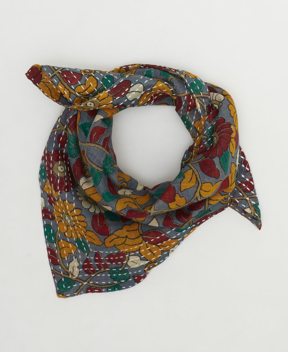 cotton bandana scarf handmade in India from upcycled vintage cotton saris