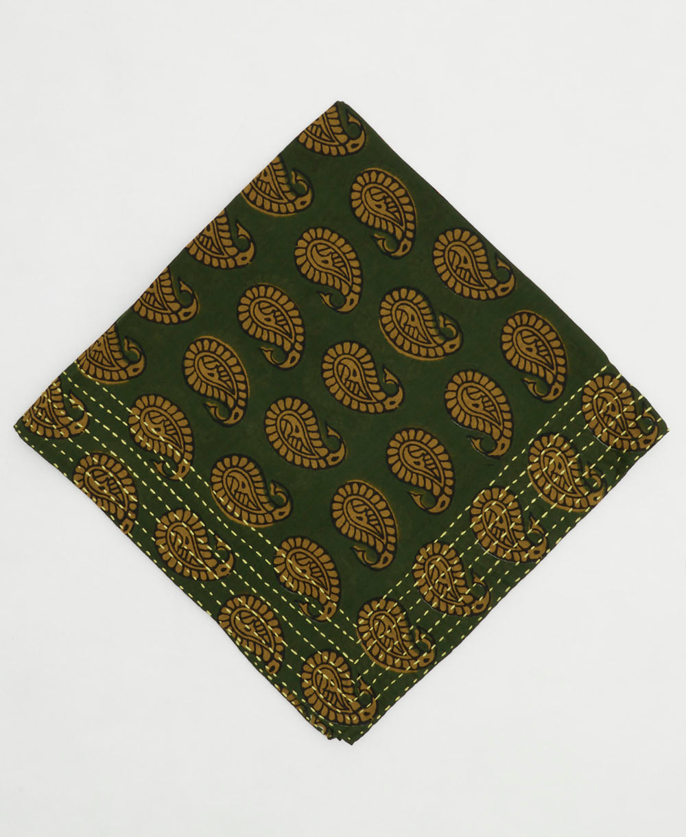 one-of-a-kind cotton bandana with embroidered edges handmade in India