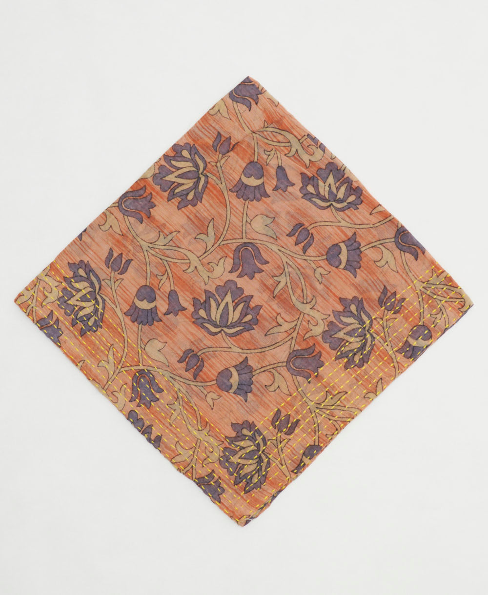 one-of-a-kind cotton bandana with embroidered edges handmade in India