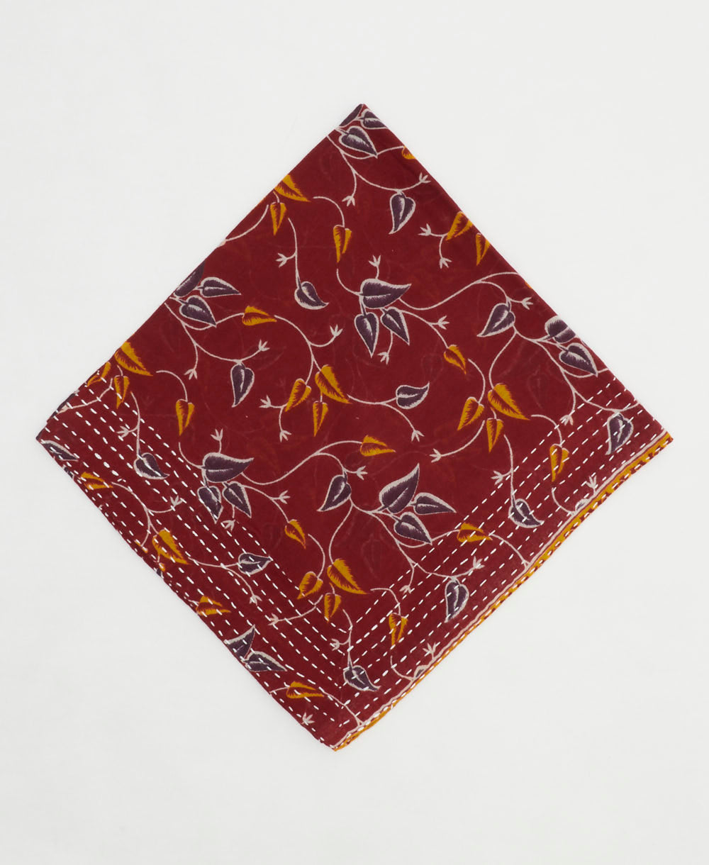 one-of-a-kind cotton bandana with embroidered edges handmade in India