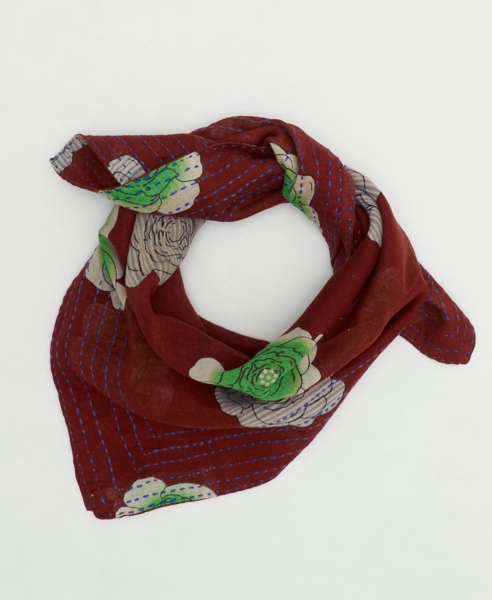 cotton bandana scarf handmade in India from upcycled vintage cotton saris