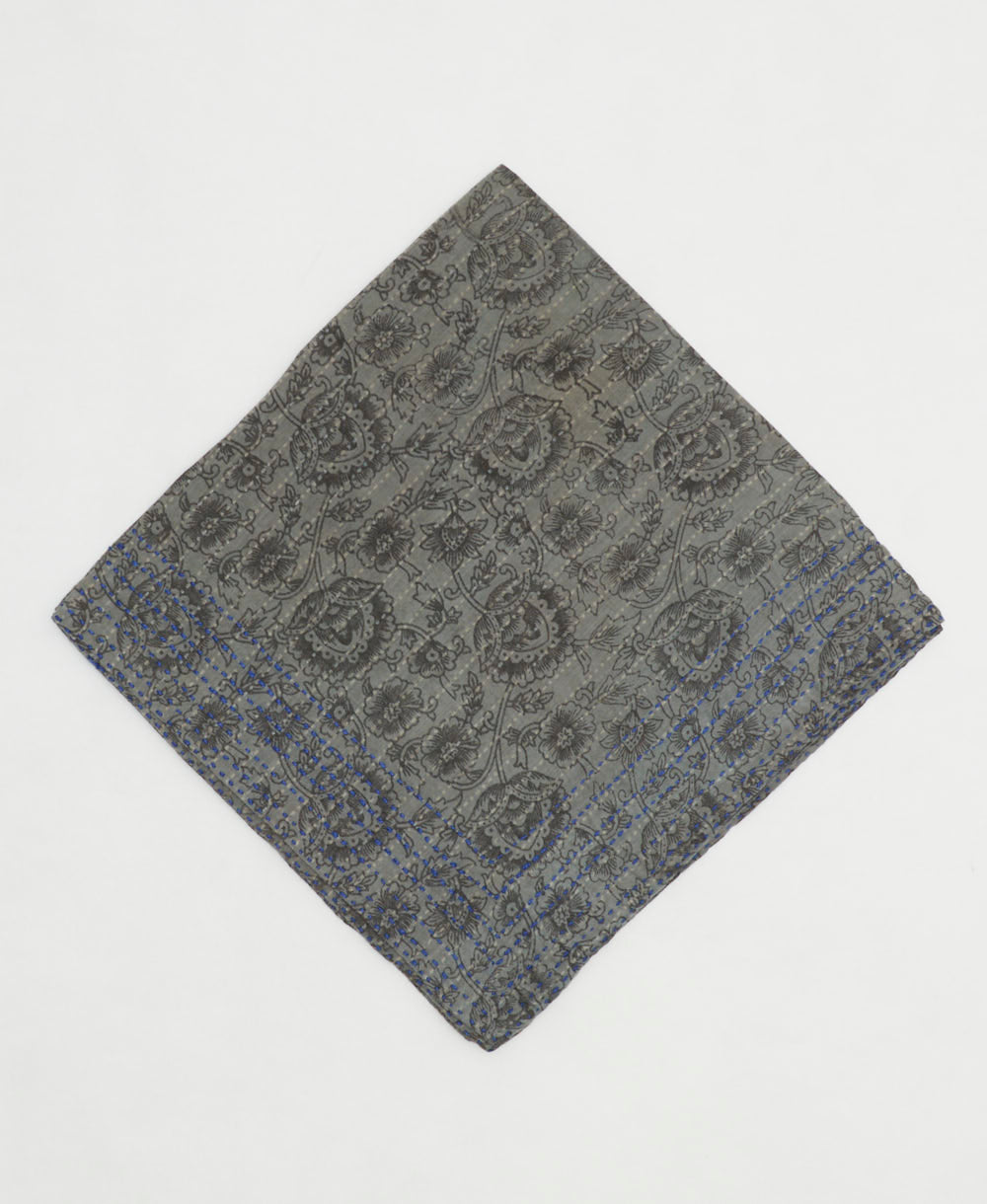 one-of-a-kind cotton bandana with embroidered edges handmade in India