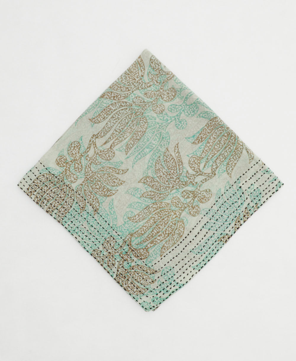 one-of-a-kind cotton bandana with embroidered edges handmade in India