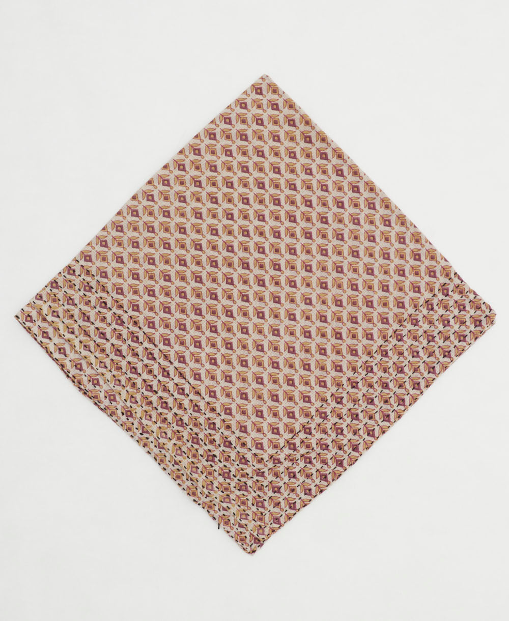 one-of-a-kind cotton bandana with embroidered edges handmade in India