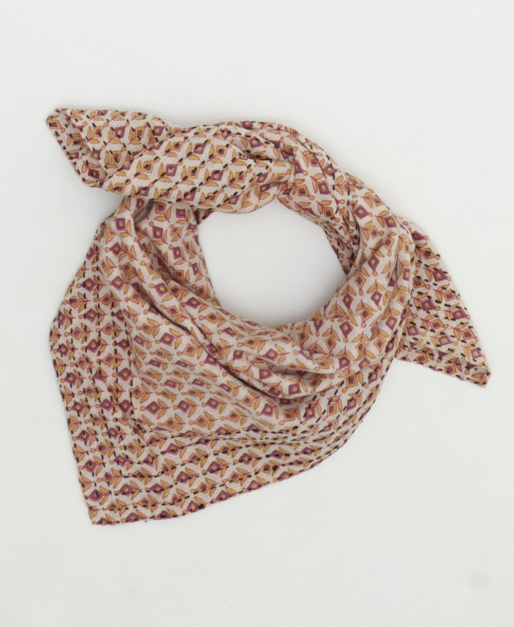 cotton bandana scarf handmade in India from upcycled vintage cotton saris