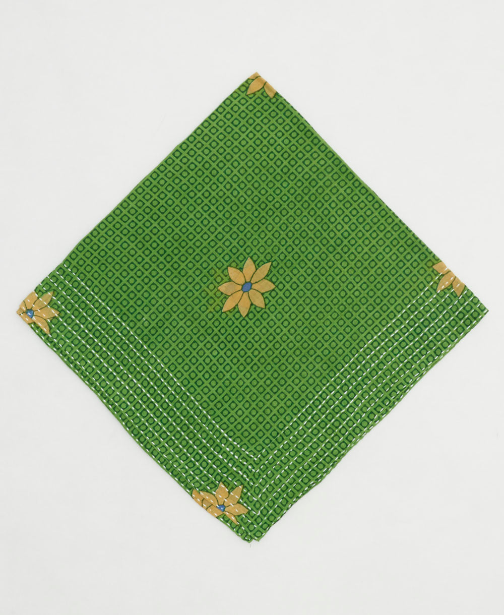 one-of-a-kind cotton bandana with embroidered edges handmade in India