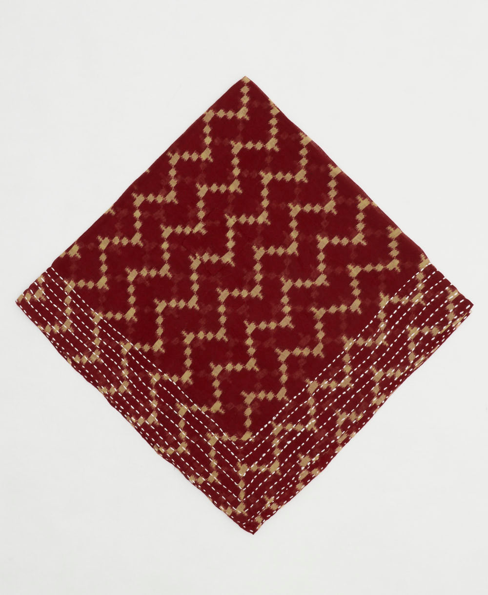 one-of-a-kind cotton bandana with embroidered edges handmade in India