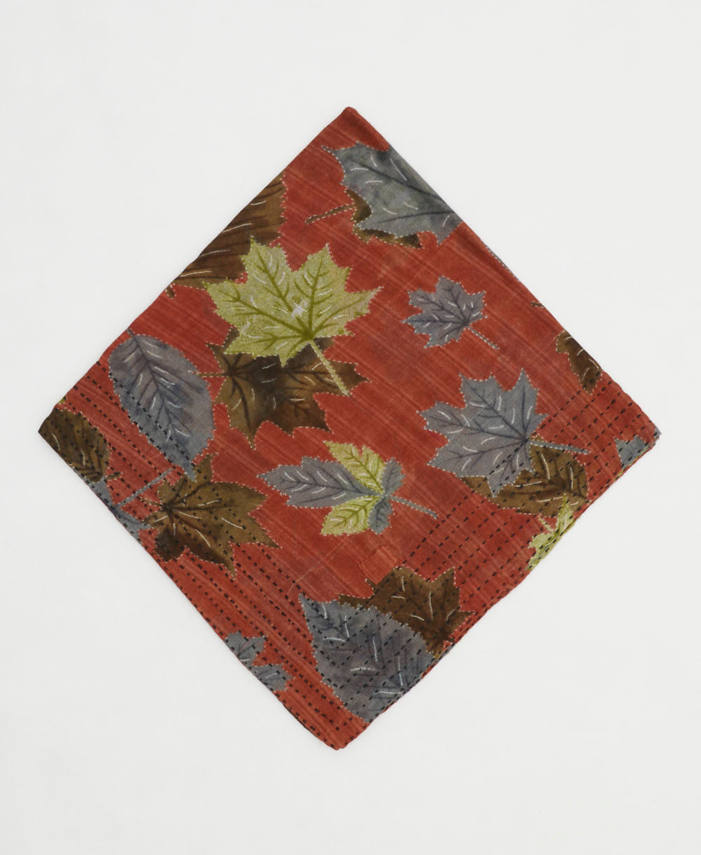 one-of-a-kind cotton bandana with embroidered edges handmade in India
