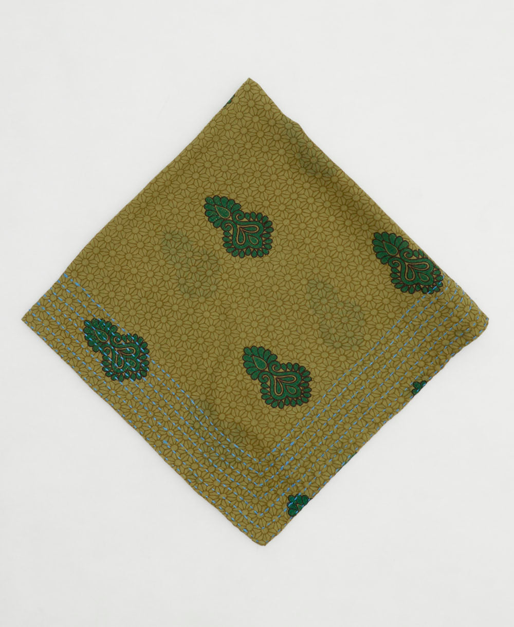 one-of-a-kind cotton bandana with embroidered edges handmade in India